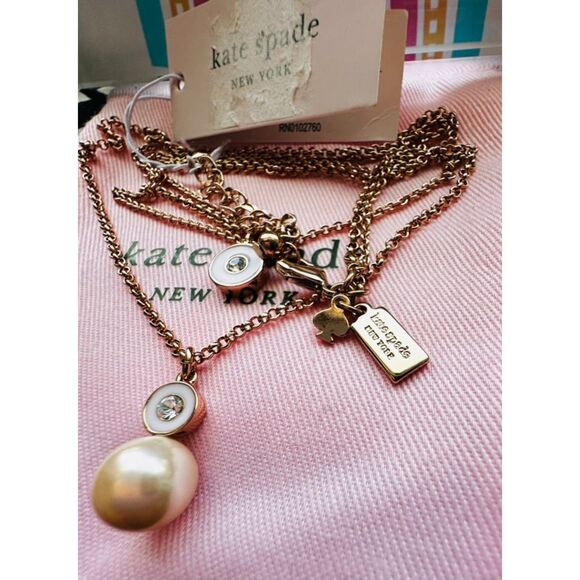 NEW Kate Spade Pearly Delight Pendant Necklace, Rose Gold Plated - Picture 2 of 6
